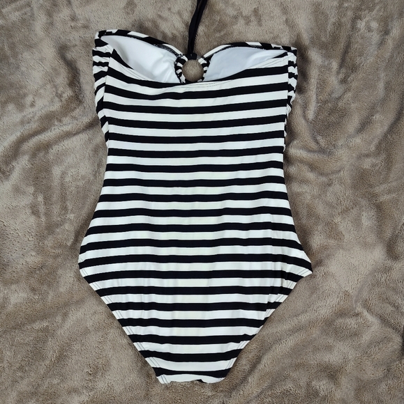 MICHAEL Michael Kors Black Striped Halter Swimsuit 8 - Picture 9 of 11